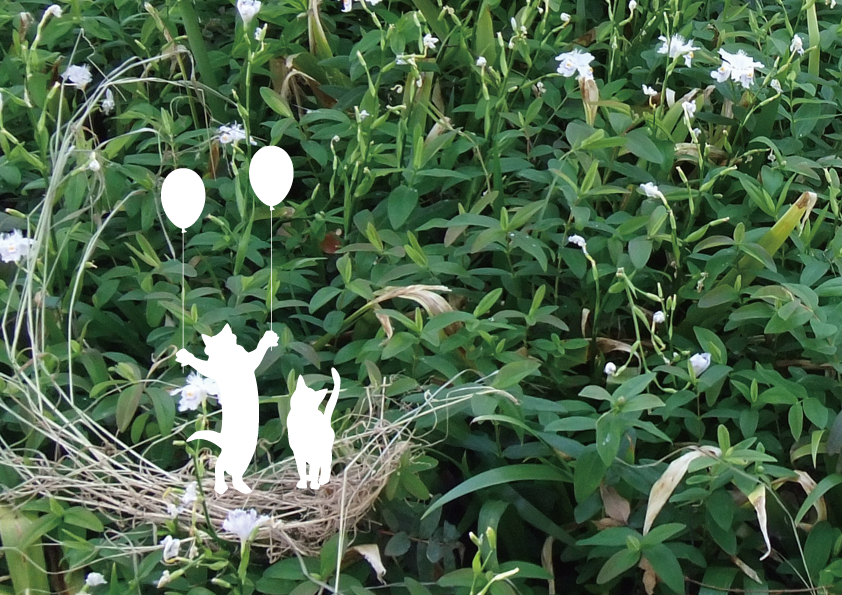 癒し系インテリアアート猫キャラを配置